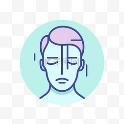 男性脸部的线条概念与情感与头痛