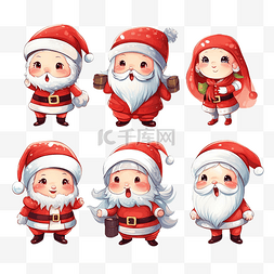 快乐圣诞快乐一堆可爱的圣诞老人