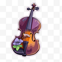 小提琴中提琴图片_紫色小提琴印在贴纸材料上 向量