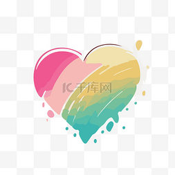 彩色彩虹色图片_彩色油漆溅起的心有彩虹色的背景