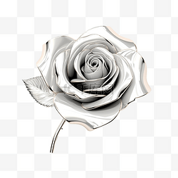 玫瑰银图片_银色金属玫瑰轮廓