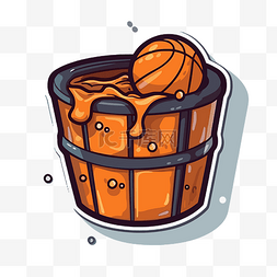 篮球在桶会徽说明 向量