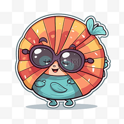 风扇剪贴画可爱的卡通鱼在太阳镜