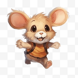 跳跃动画图片_小可爱的大耳朵棕色涂鸦卡通鼠标