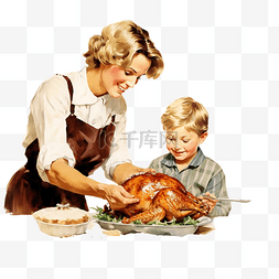 感恩有缘图片_母亲为儿子准备感恩节食物