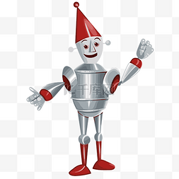 铁皮人剪贴画机器人与红帽子挥舞