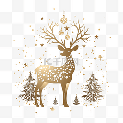 金鹿和雪花的圣诞装饰
