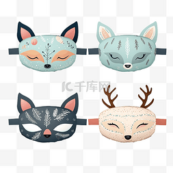 面具眼罩图片_一套带有独角兽图案的睡眠面罩
