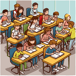 卡通群里图片_以学生为中心的课堂 向量