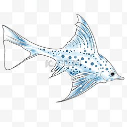 动物手绘素描大图图片_长尾软骨鱼 orlyak 海洋居民手绘风