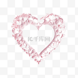 白色折纸心图片_白色和粉红色的心形剪纸风格