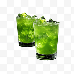 万圣节绿色的僵尸图片_黑暗中万圣节派对上的两杯绿色僵