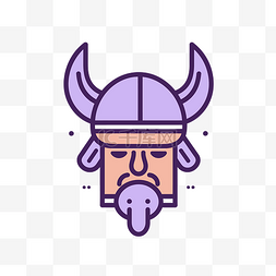 维京人头是一个非常紫色的插图 