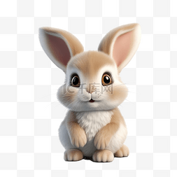 3D逼真可爱兔子ai生成