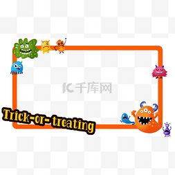 创意蝙蝠图图片_万圣节社媒边框横图卡通小怪物