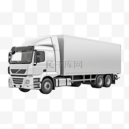 集装箱航运图片_3d 拖车集装箱卡车停放在仓库行业