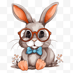戴眼镜的兔子剪贴画可爱的戴眼镜