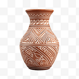 传统容器图片_一个孤立在白色背景上的粘土花瓶