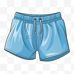 泳装的男人图片_男式泳裤 png 蓝色平角短裤卡通风