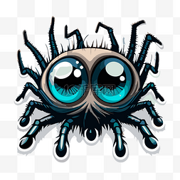 蓝色蜘蛛的大眼睛剪贴画 向量