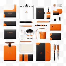 色彩宣传册图片_专业商务文具用品套装黑色橙色现