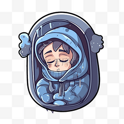 低溫图片_卡通睡着的男孩从雪隧道 向量
