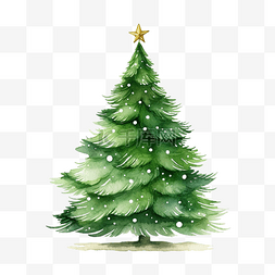十二月十日图片_水彩插图圣诞树