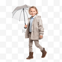 雨伞雨图标图片_带着外套和雨伞走路的孩子