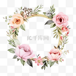 英语背景框图片_水彩美丽的英国玫瑰花花束花环带