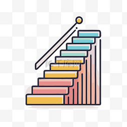 彩色台阶和小球的线条风格图形 