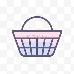 购物篮图标为粉色和蓝色 向量