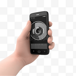 字體图片_拿着手机与相机应用程序的 3D 插