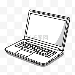 笔记本电脑白色轮廓