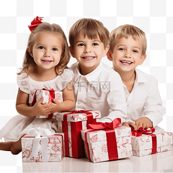 房间孩子图片_快乐的姐妹和兄弟在装饰好的圣诞