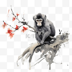 图形小猴爬树元素立体免抠图案