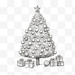 圣诞夜树，树上和盒子里都有圣诞