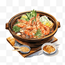 韭菜肉图片_motsunabe 日本食品 水彩