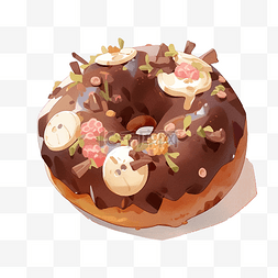 甜甜圈巧克力图片_巧克力甜甜圈食品插画