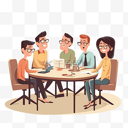 会议剪贴画 一群人围坐在桌子旁
