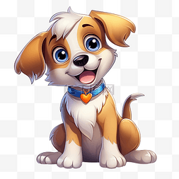 可爱的卡通小狗彩色png插图