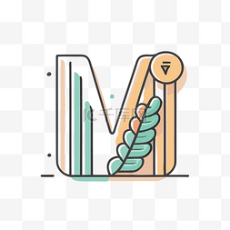 线条字母m图片_程式化字母 m 的线条插图 向量