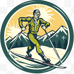 卡通滑雪运动员图片_越野滑雪运动员 向量