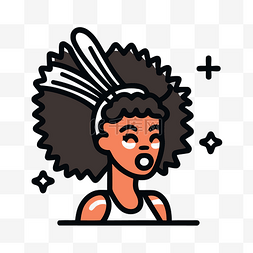 头戴式图标图片_卡通片描绘了一位黑人女士，她戴