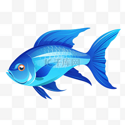 蓝色水鱼图片_蓝色的鱼矢量图