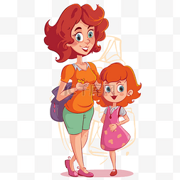 妈妈剪贴画 红头发的女孩和妈妈