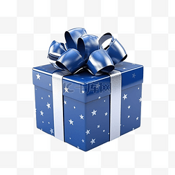 蓝色条纹礼物盒图片_带星星的蓝色礼物