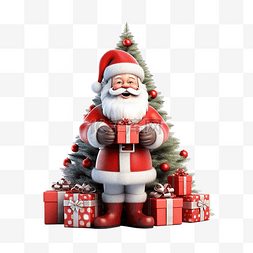 商业字卡字卡图片_圣诞老人与红色开放礼品盒空圣诞