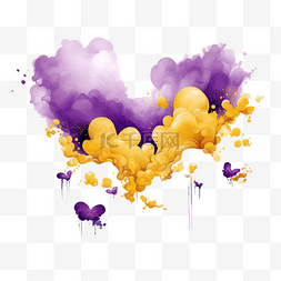 紫粉色气球图片_黄色的云与紫心