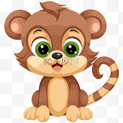 卡通动物剪贴画可爱的小棕色猴子