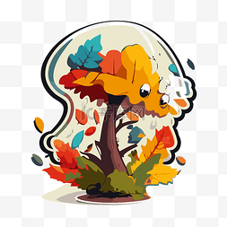 秋天剪贴画图片_秋天的卡通蘑菇与秋天剪贴画的所